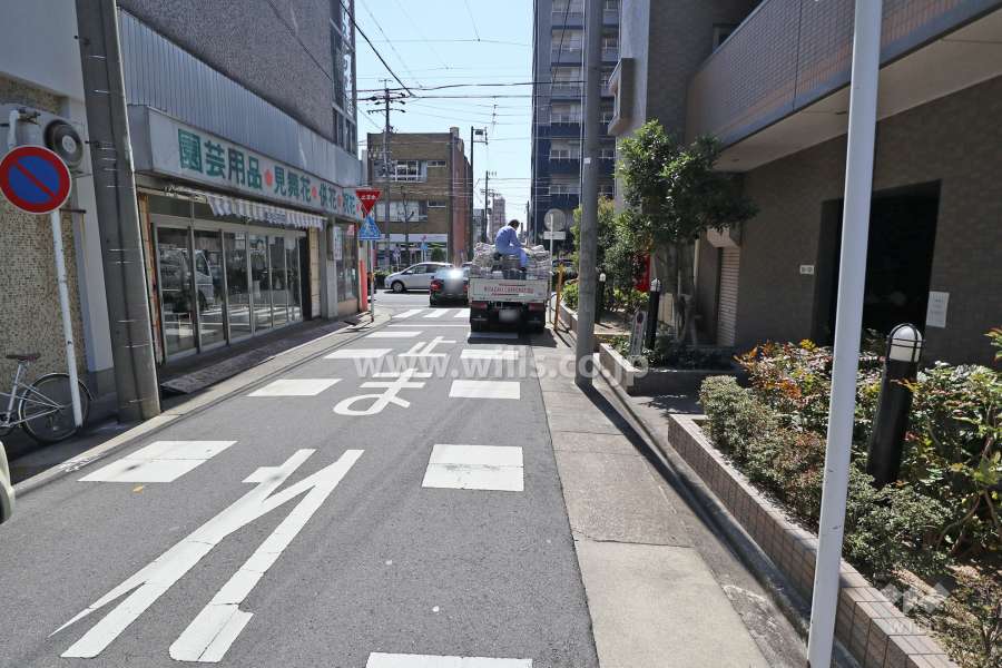 敷地西側の前面道路（北側から）