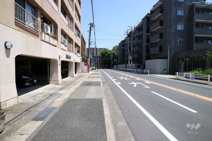 敷地の南西側前面道路(北西側から)