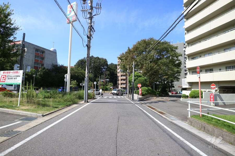 敷地南西側の前面道路（南東側から）