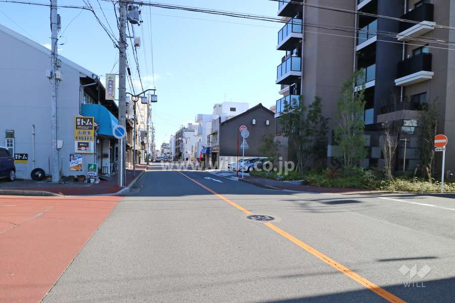 敷地北側の前面道路(西側から)