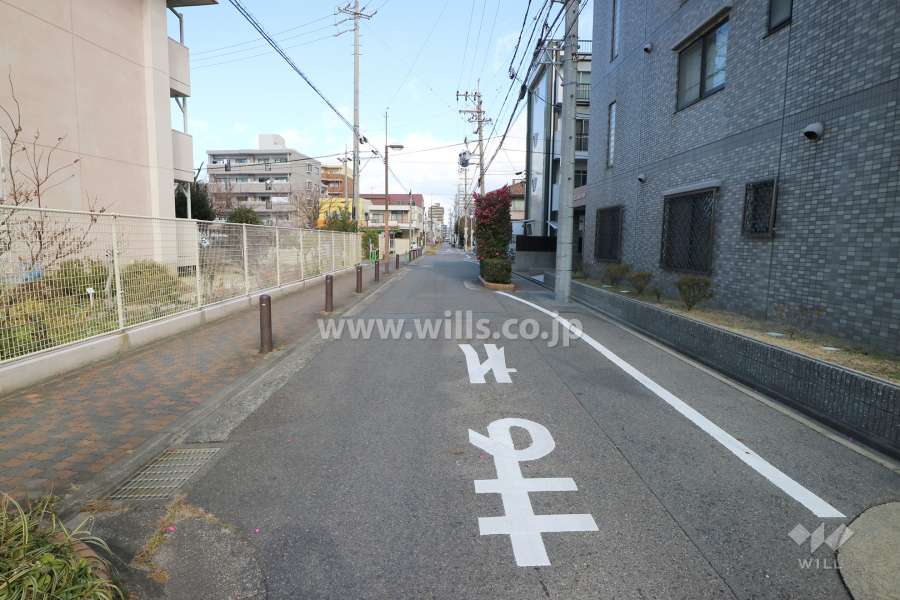 敷地西側の前面道路
