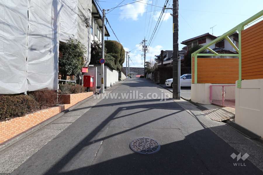 敷地南西側の前面道路（北西側から）