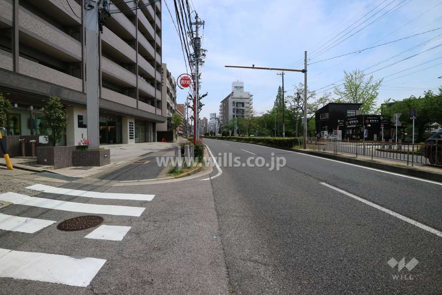 敷地の南西側前面道路（北西側から）