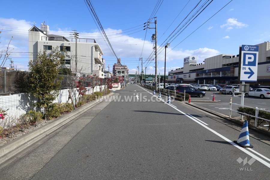 敷地南側の前面道路（西側から）