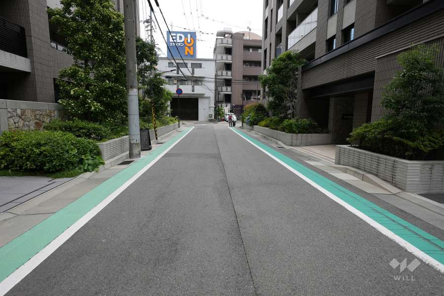 敷地西側の前面道路（北側から）