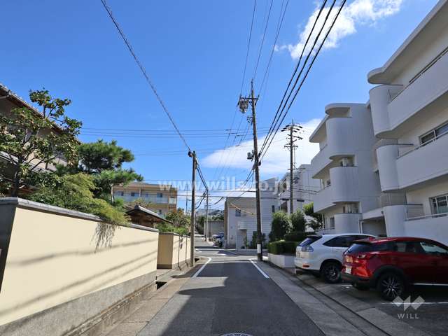 敷地の北側前面道路（西側から）