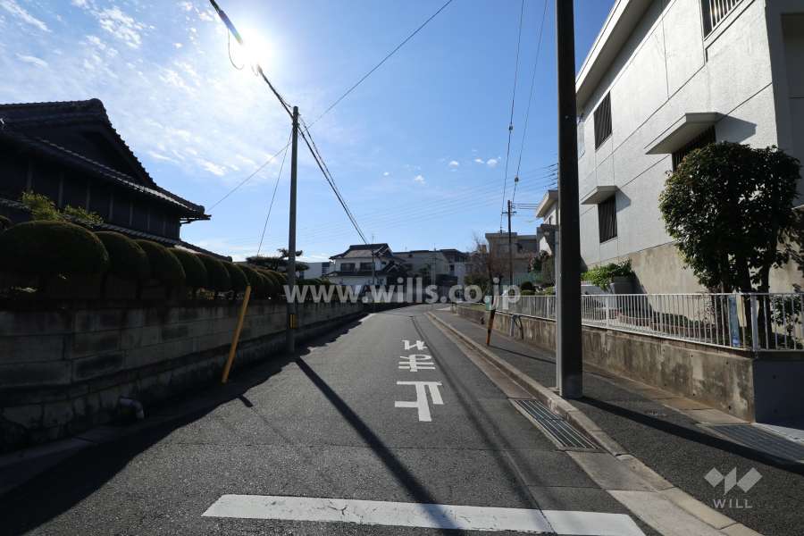 敷地南東側の前面道路（北東側から）