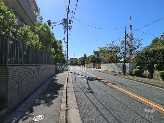 敷地西側の前面道路（北側から）