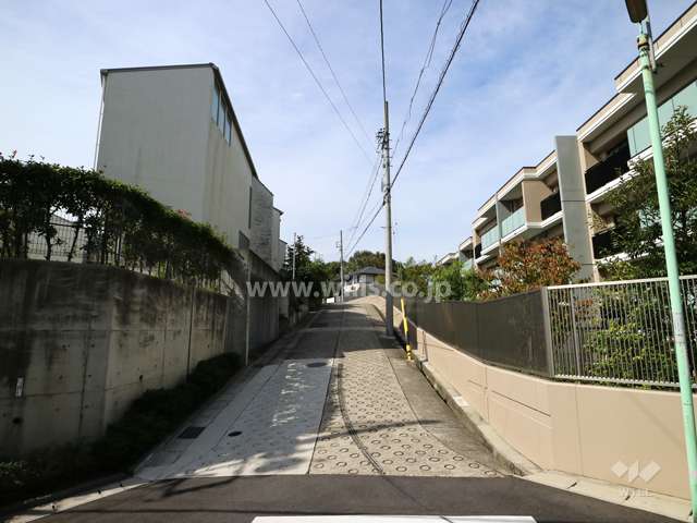 敷地の南西側前面道路（南東側から）