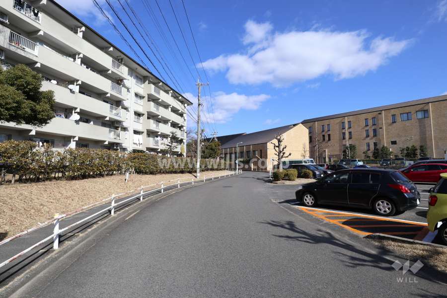 敷地南東側の前面道路（南西側から）