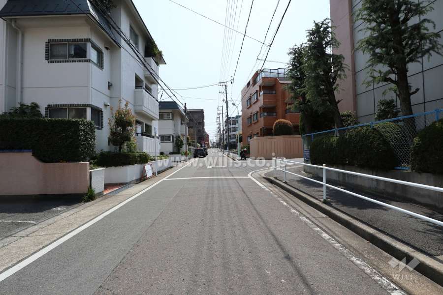 敷地西側の前面道路（北側から）
