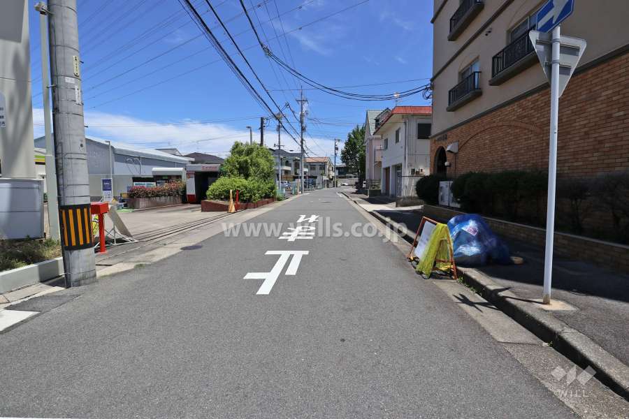 敷地北西側の前面道路（南西側から）