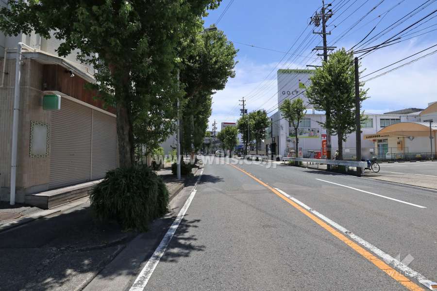 敷地南西側の前面道路（北西側から）