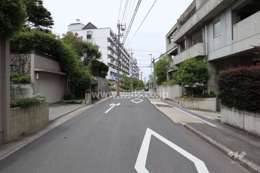 敷地北西側の前面道路（南西側から）