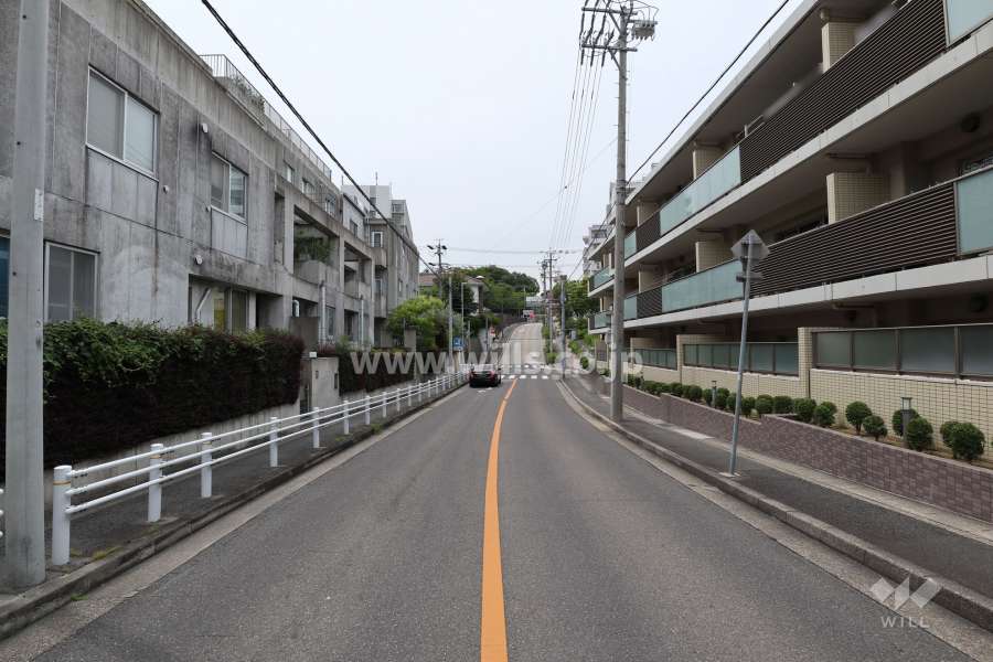 敷地北東側の前面道路（南東側から）