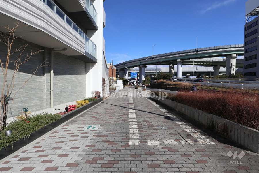 敷地の南東側の歩道（南西側から）