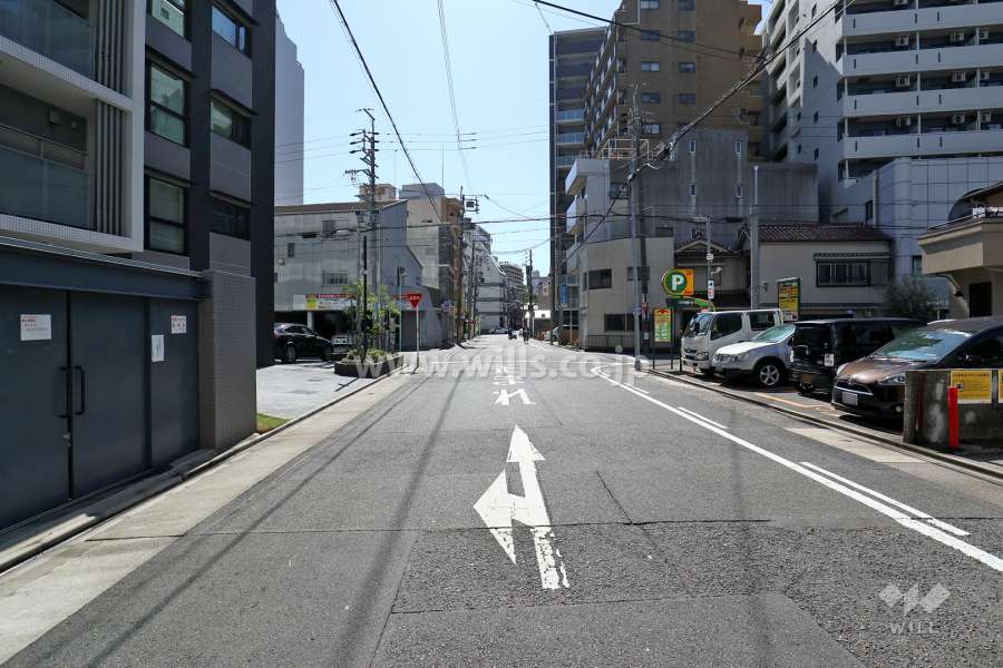 敷地西側の前面道路（北側から）