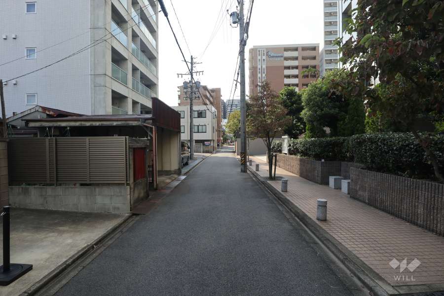 敷地の南側前面道路（東側から）