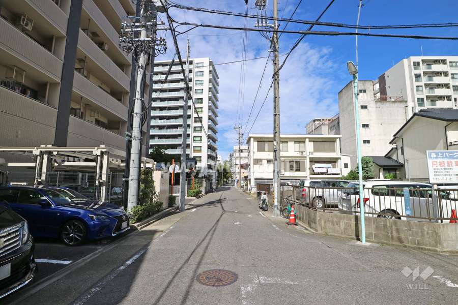 敷地西側の前面道路（北側から）