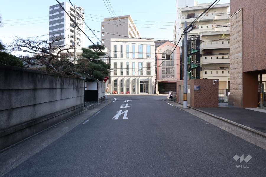 敷地の北側前面道路（西側から）