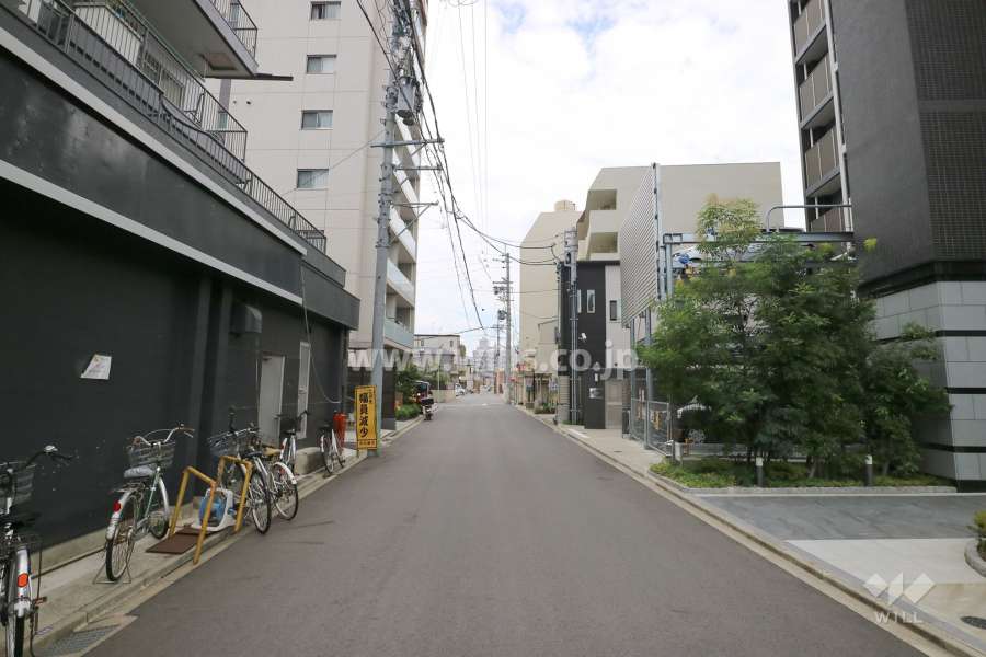 敷地北側の前面道路（西側から）