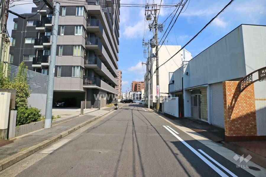 敷地北側の前面道路（西側から）