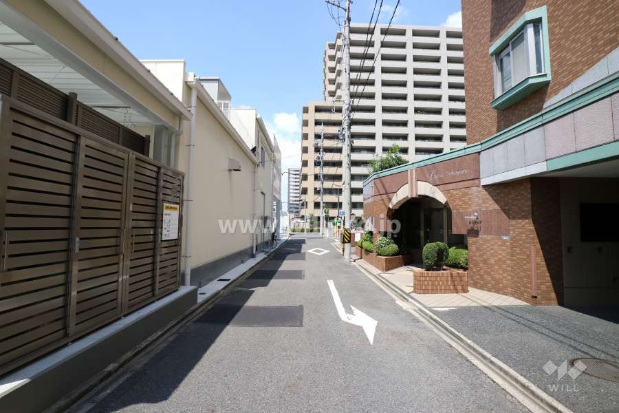 敷地西側の前面道路（南側から）
