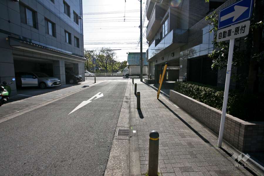 敷地東側の前面道路（北側から）