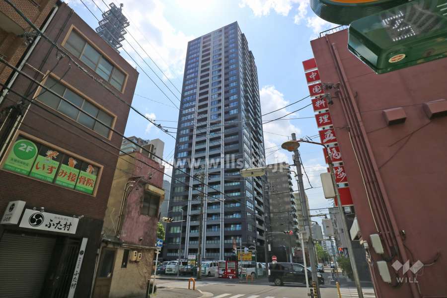 シティタワー名古屋久屋大通公園の遠景。周辺は住宅の他、店舗や事務所などが混在する街です。