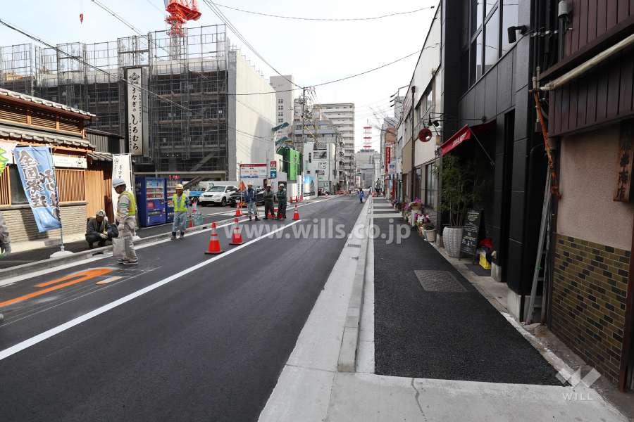 敷地西側の前面道路（北側から）