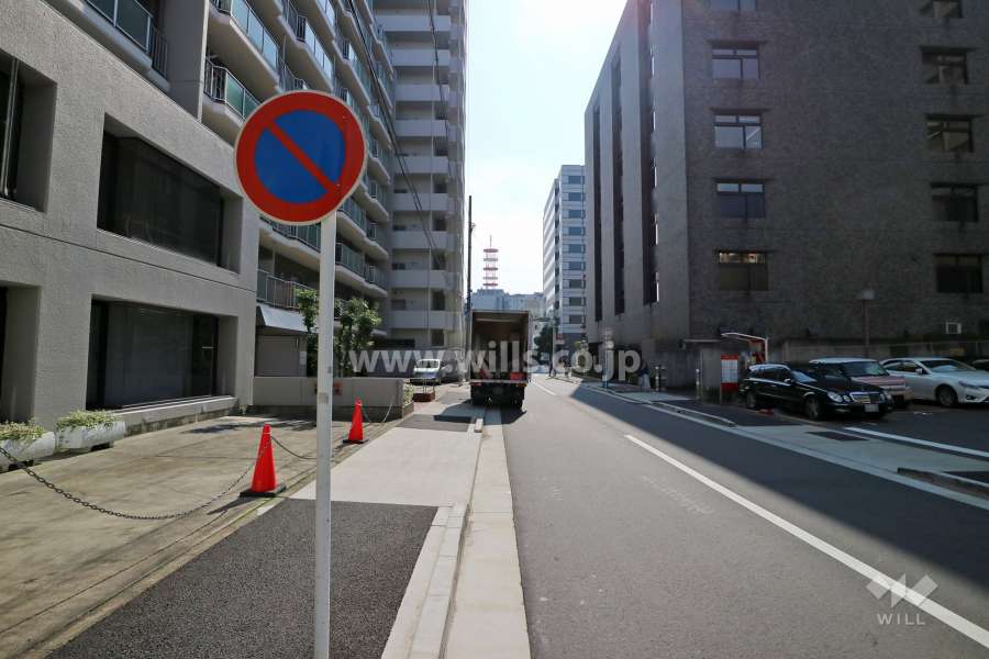 敷地南側の前面道路（西側から）