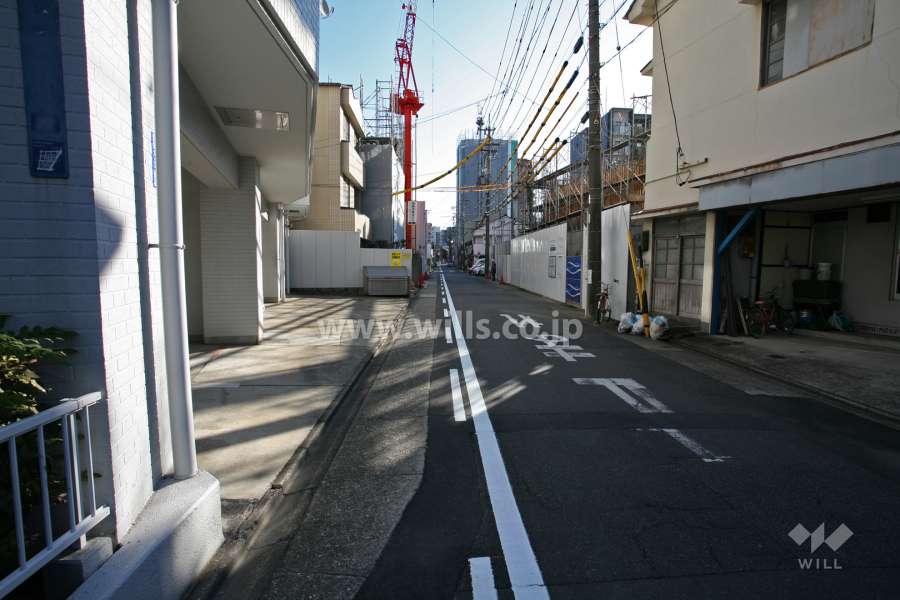 敷地南側の前面道路(西側から)