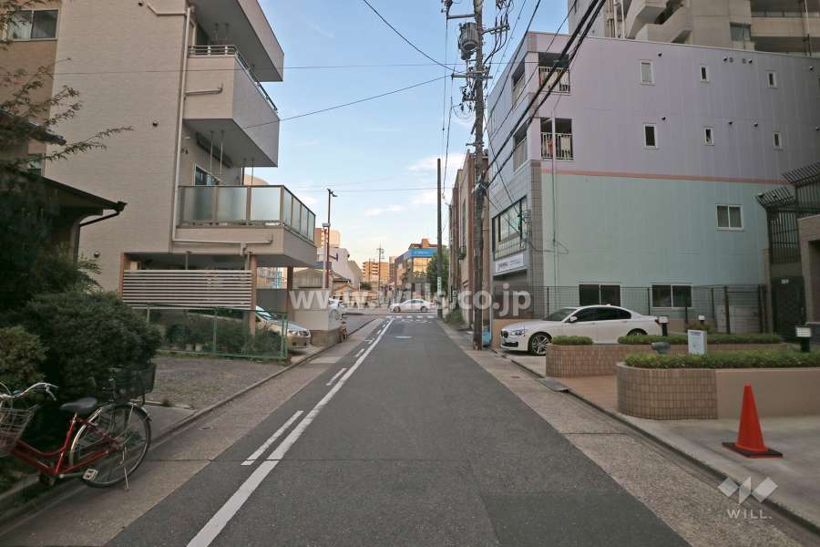 敷地北側の前面道路（西側から）