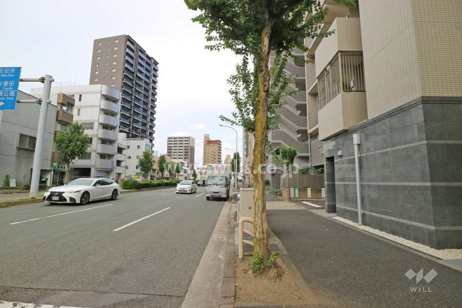 敷地北側の前面道路（西側から）
