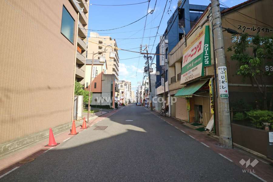 敷地南側の前面道路（西側から）