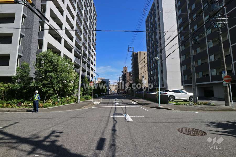 敷地南側の前面道路（西側から）