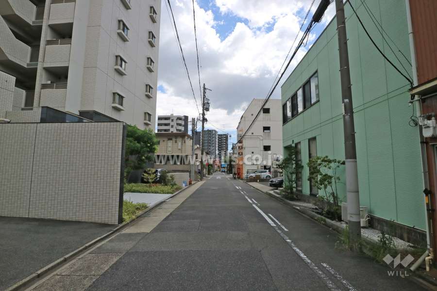 敷地西側の前面道路（北側から）