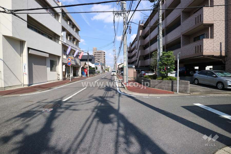 敷地の北側前面道路（西側から）