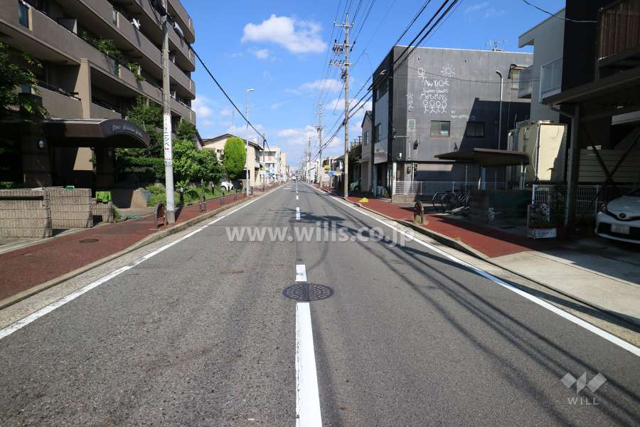 敷地の南側前面道路（西側から）