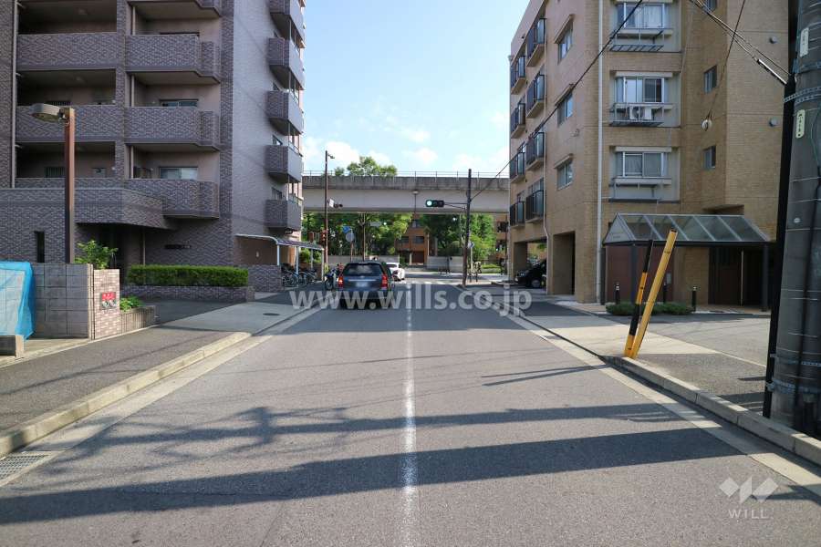 敷地東側の前面道路（北側から）