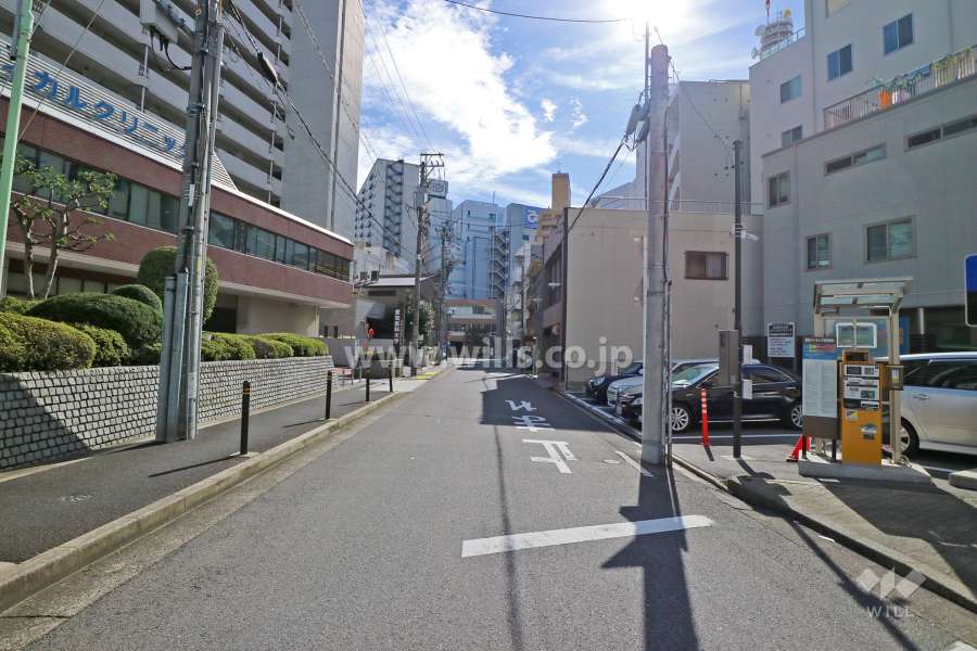 敷地西側の前面道路（北側から）