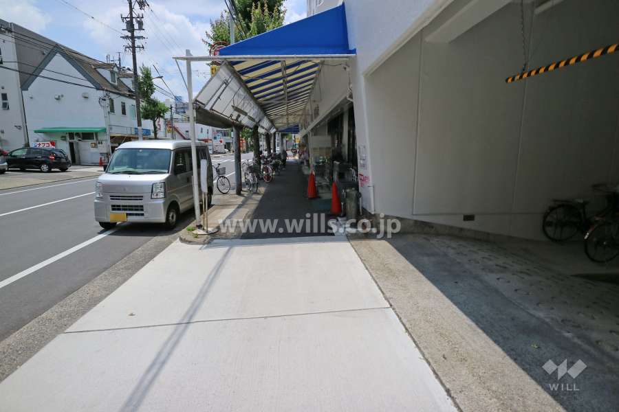 敷地東側の前面道路（北側から）