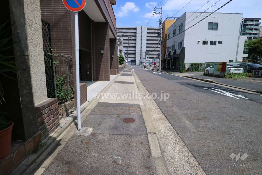 敷地南側の前面道路（西側から）