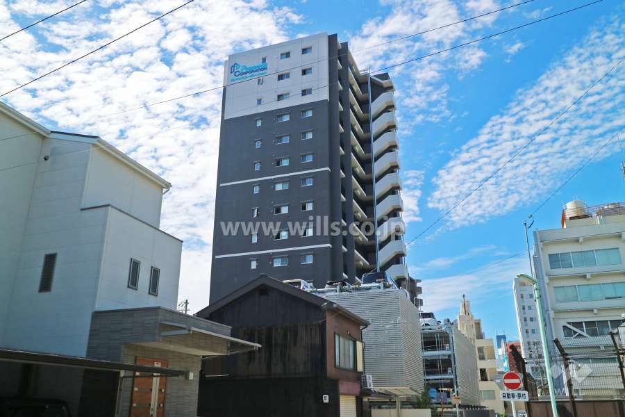 プレサンスロジェ車道の外観（北東側から）