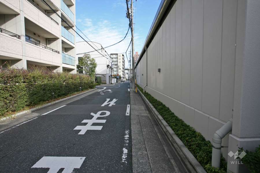 敷地北側の前面道路（西側から）