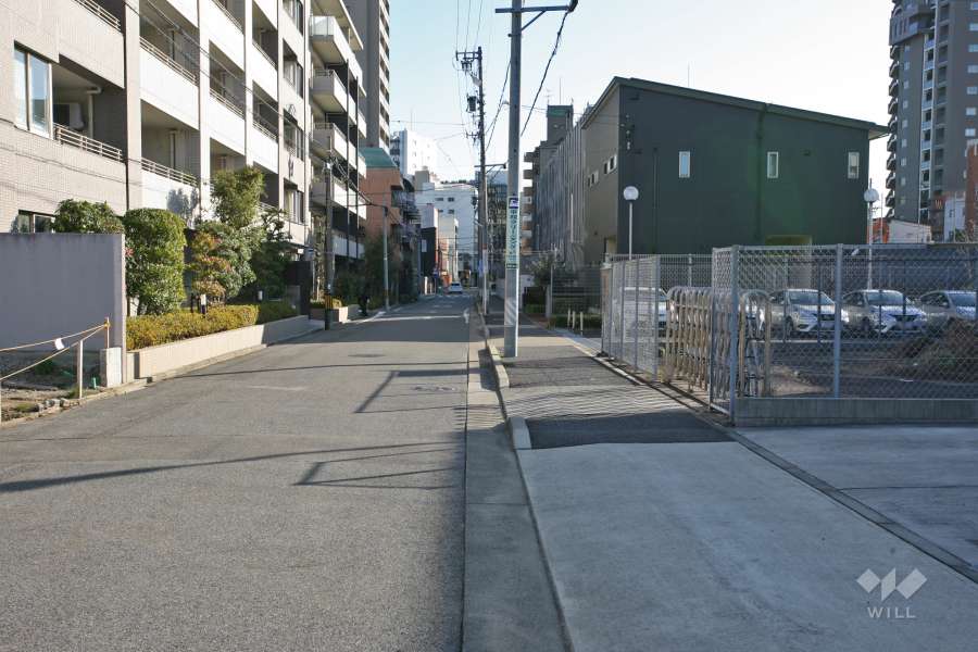 敷地南側の前面道路（西側から）