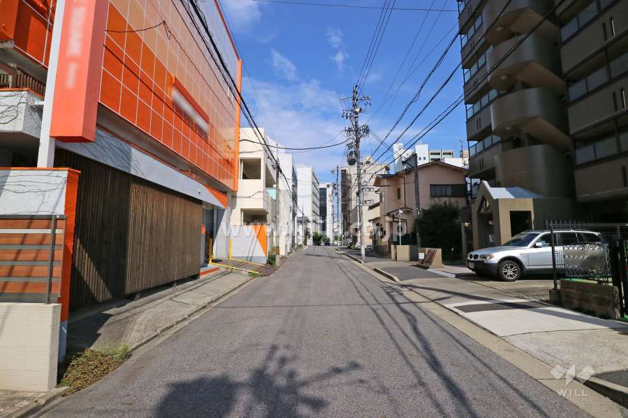 敷地北側の前面道路（西側から）