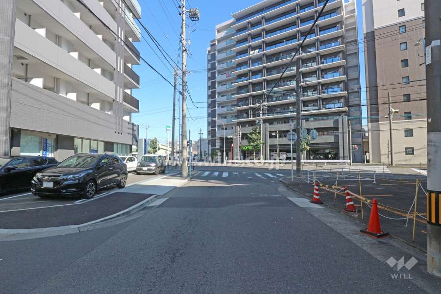 敷地南側の前面道路（西側から）