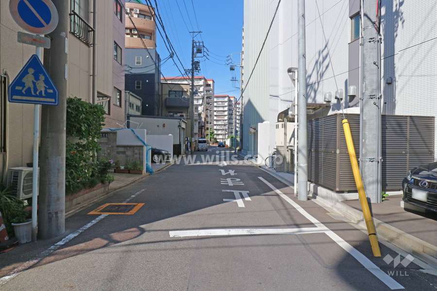 敷地西側の前面道路（南側から）