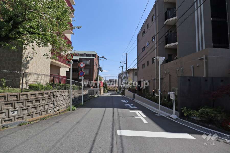 敷地北東側の前面道路（北西側から）